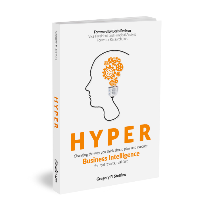 Book titled HYPER standing on end with a transparent background